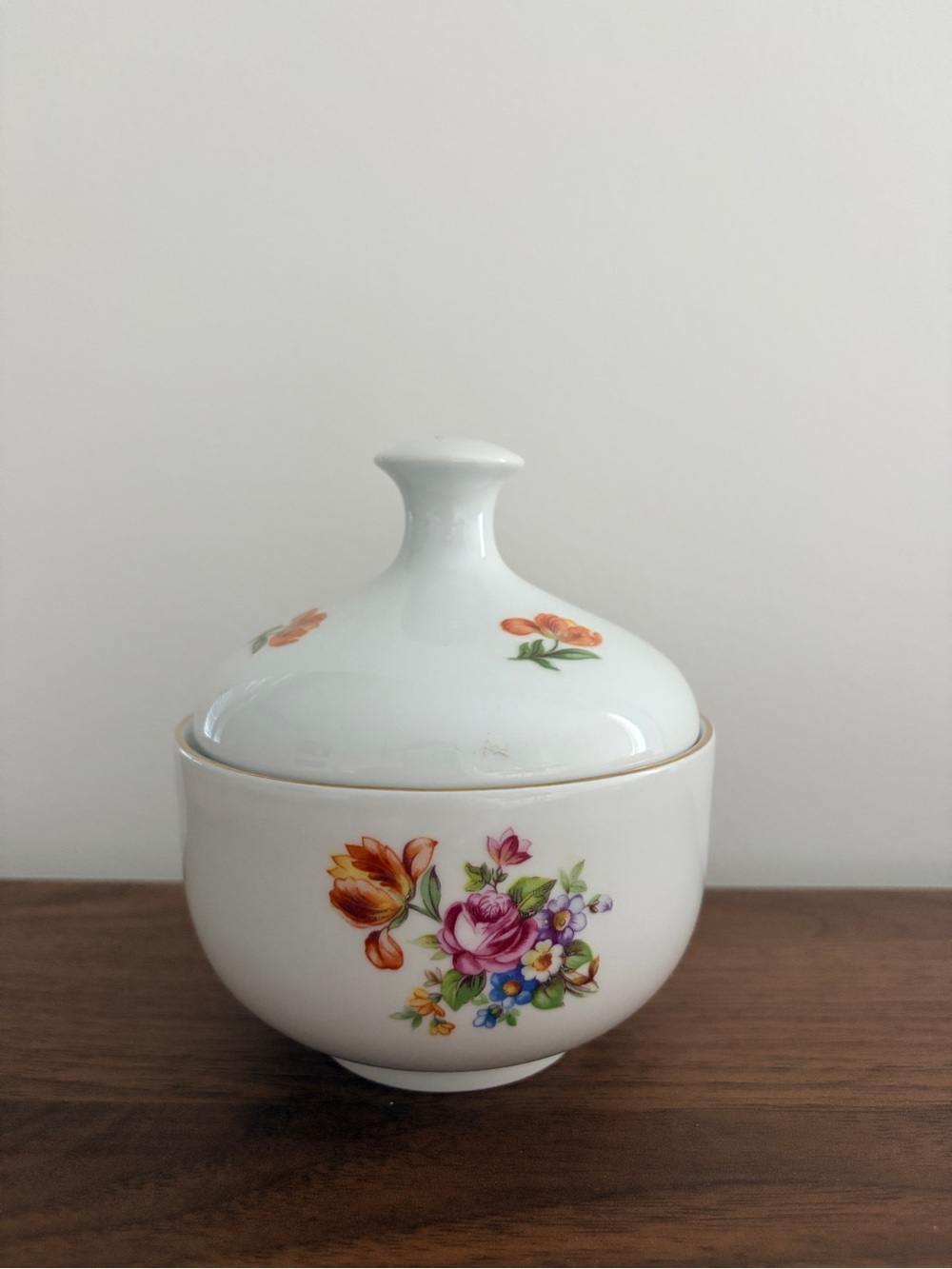 Vintage Kahla Porcelain [Teapot / Sugar Bowl] Floral Gold Trim - Made in GDR